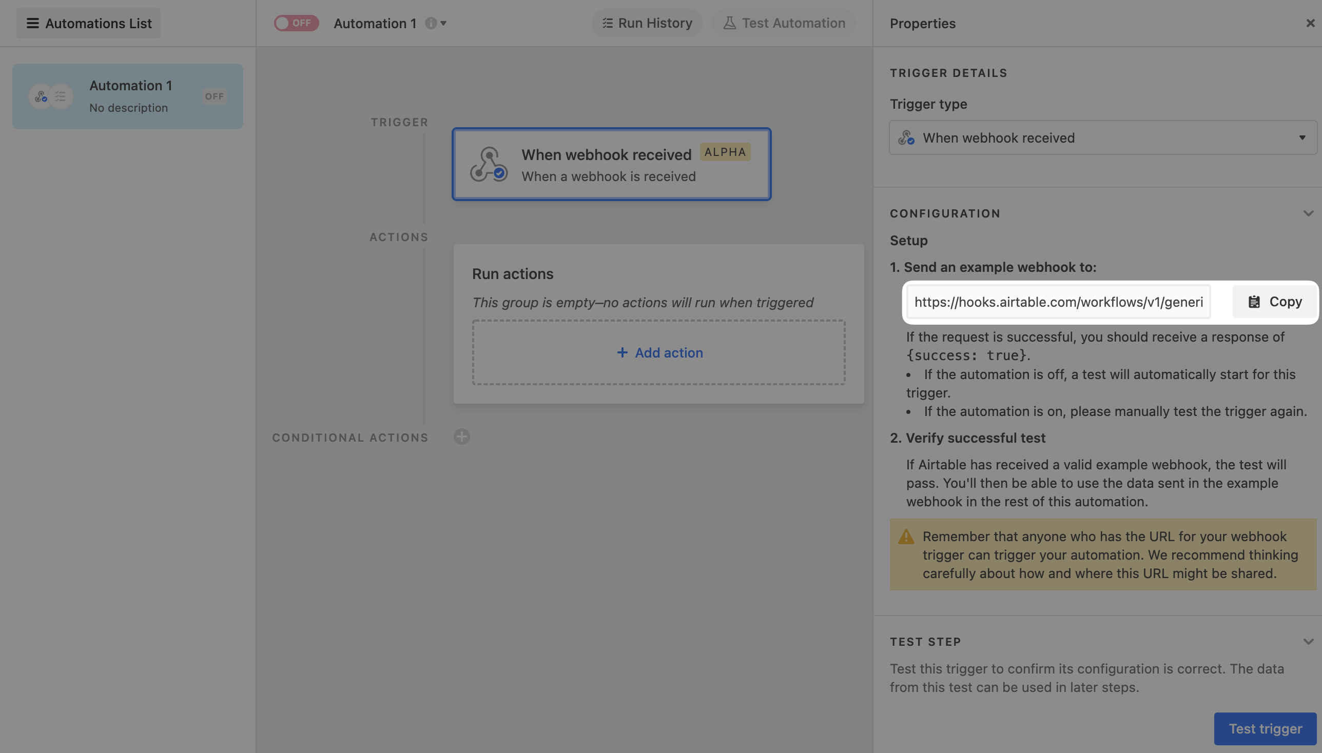 Airtable Webhook URL