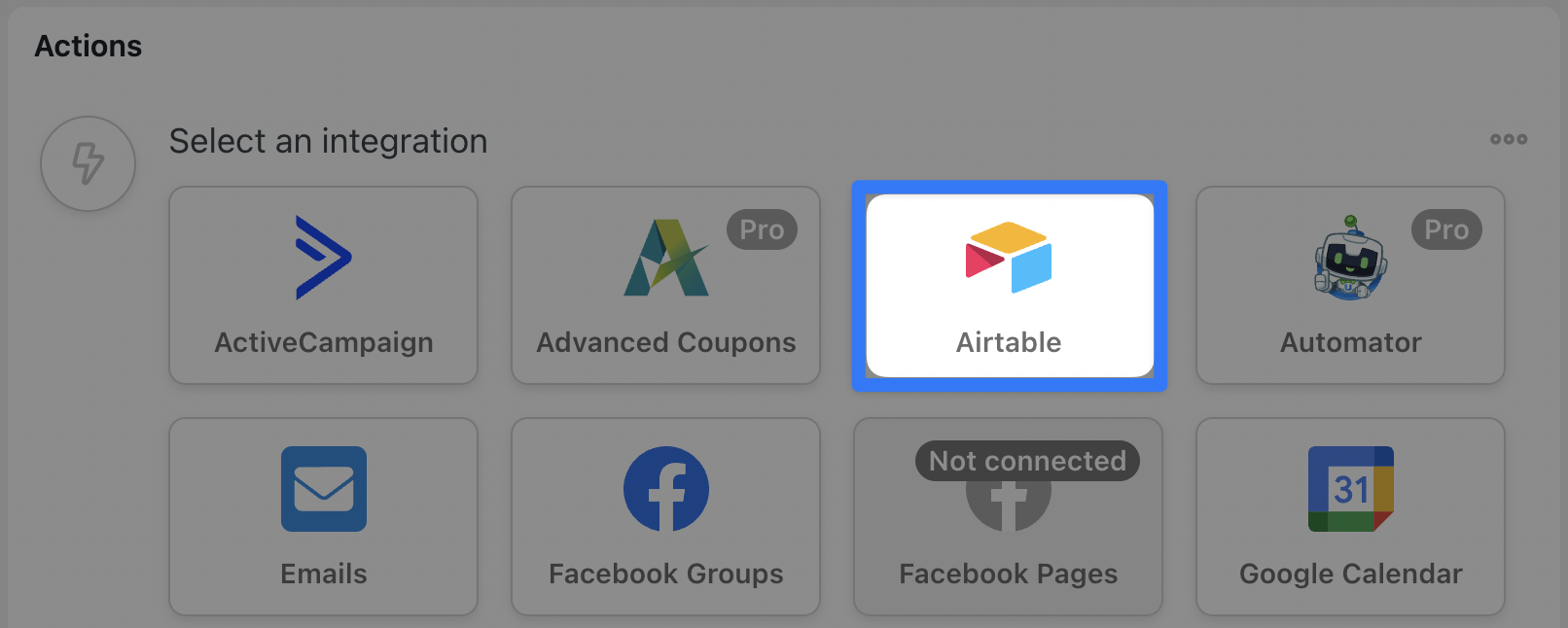 Automator Actions Menu Airtable