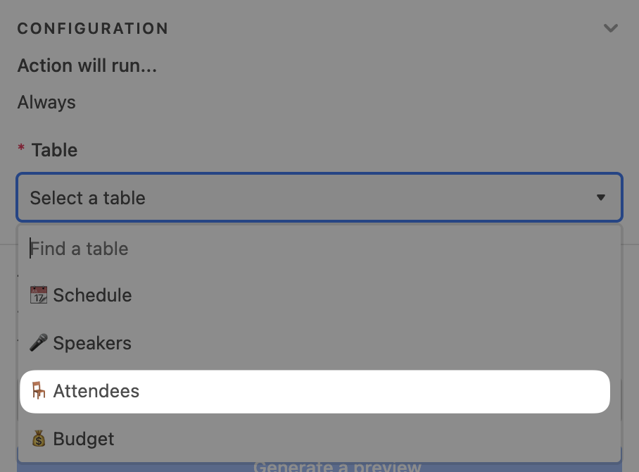 Airtable Table Drop-Down List