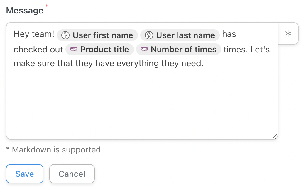Automator Slack Action Message Editor Example