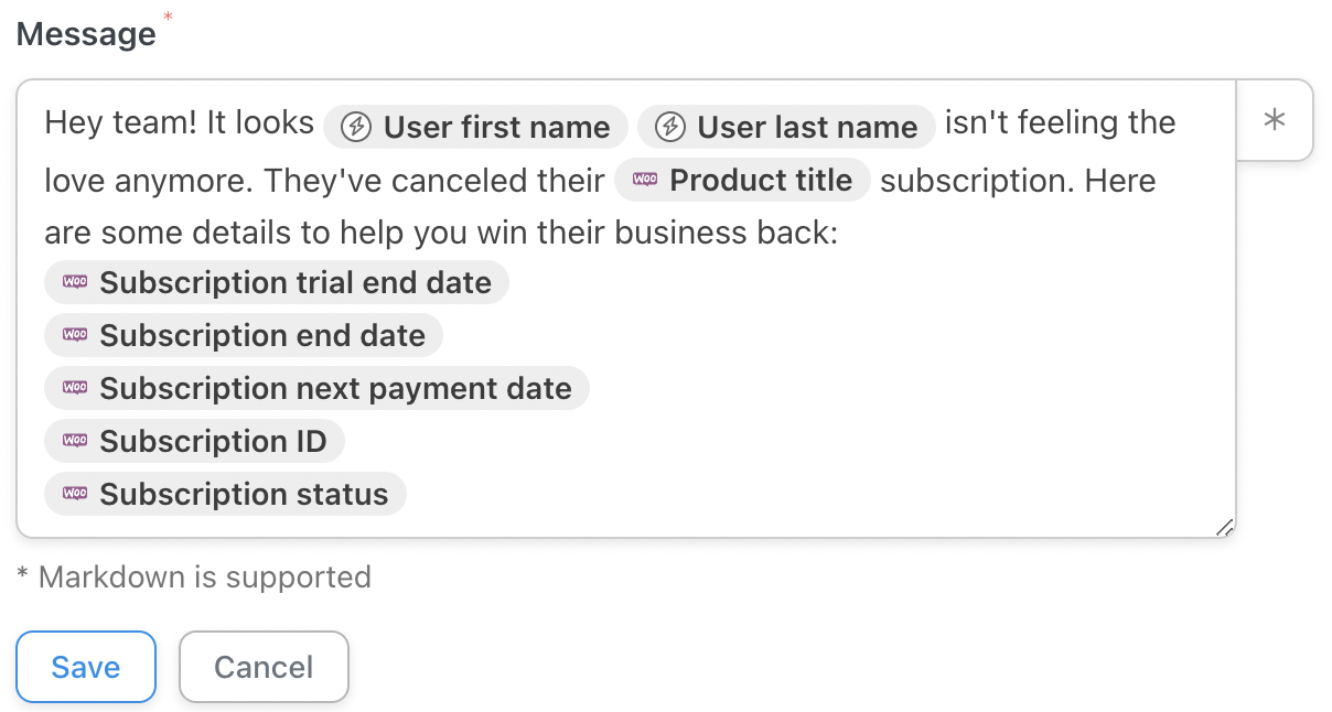 Automator Slack Message Editor