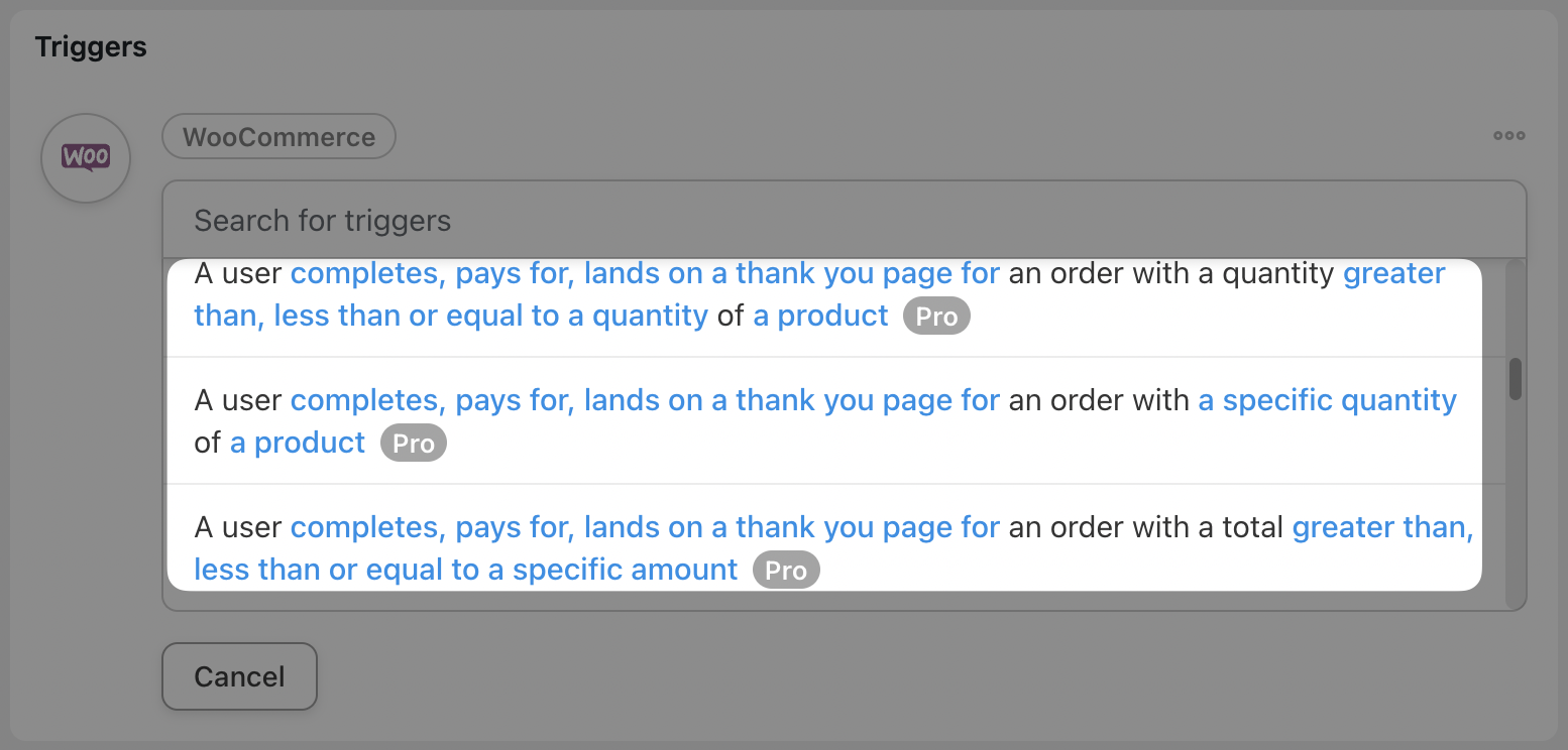 Automator WooCommerce Triggers