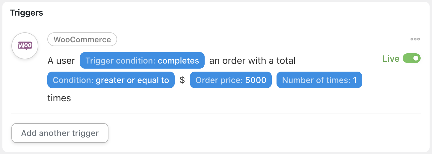 Automator WooCommerce Trigger Live