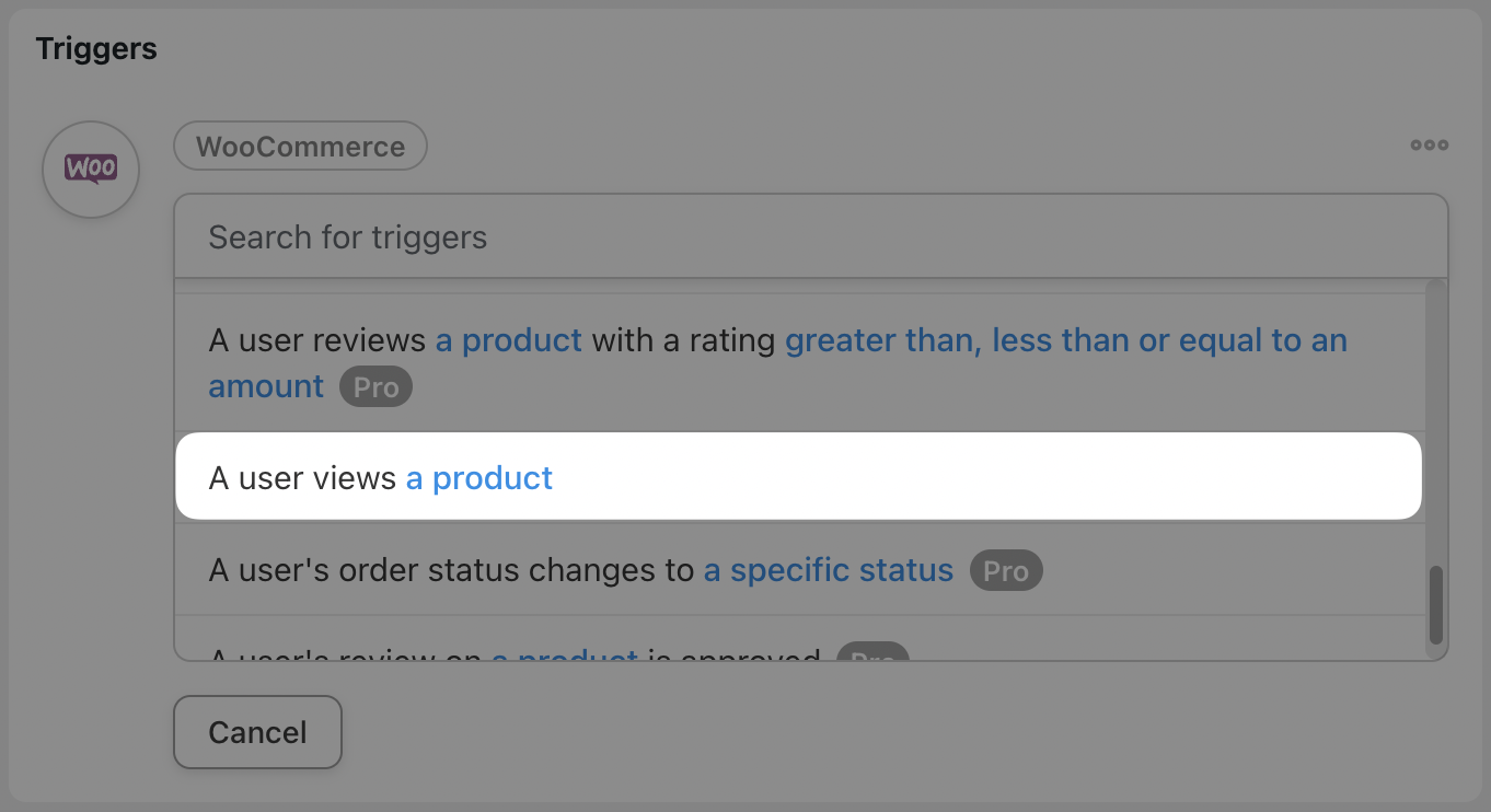 Uncanny Automator WooCommerce Action A user views a product
