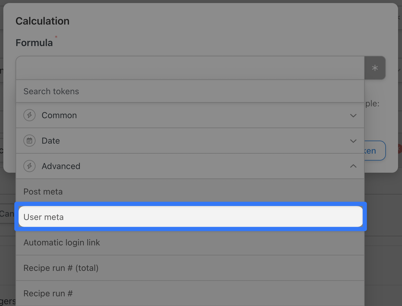 Automator User Metadata Token