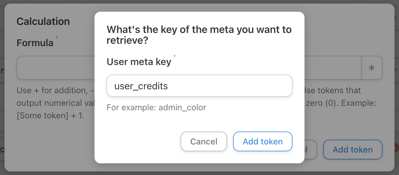 Automator User Meta key Field