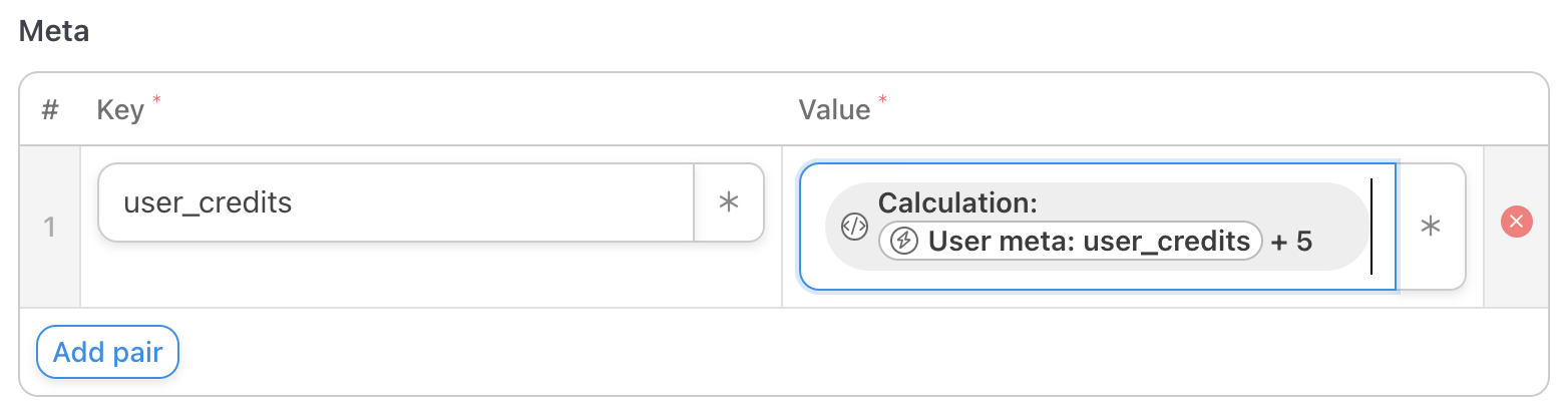 Automator Meta Field Key/Value Pair