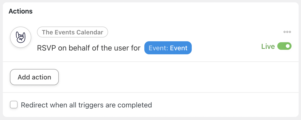 Automator The Events Calendar RSVP on behalf of the user Action