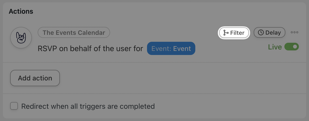 Automator The Events Calendar Actions Filter