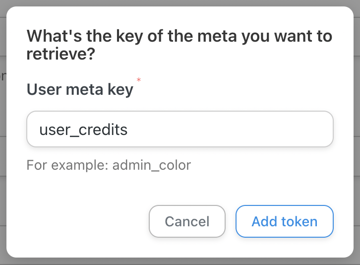 Automator Actions Filter User meta key Field