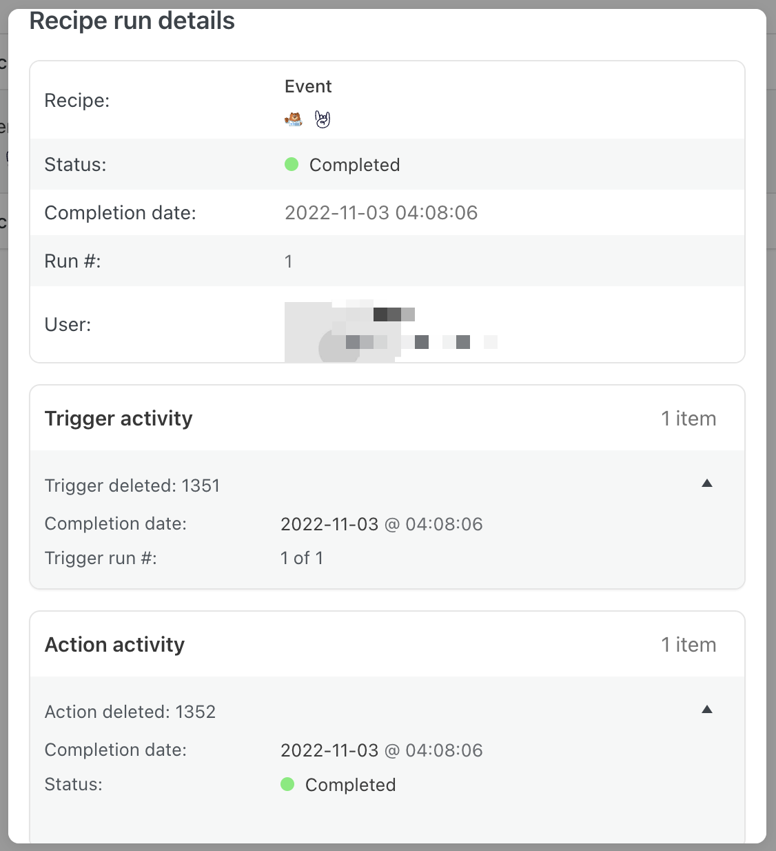 Automator Recipe Logs