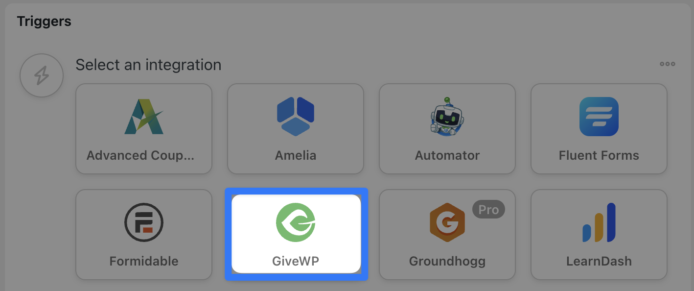 Automator Trigger Integrations GiveWP
