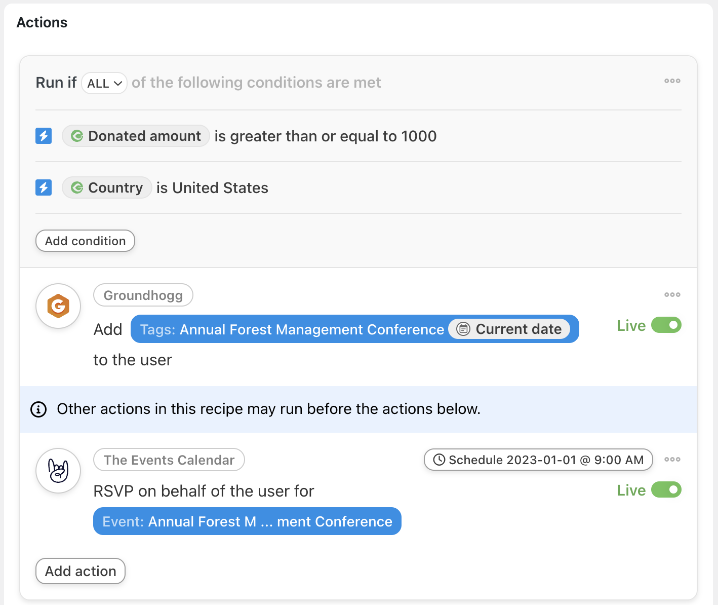 Automator Groundhogg The Events Calendar Action Filters