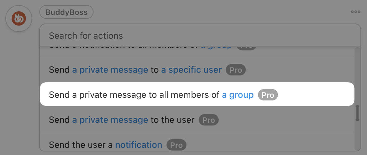 Automator BuddyBoss Action Send a private message to all members of a group