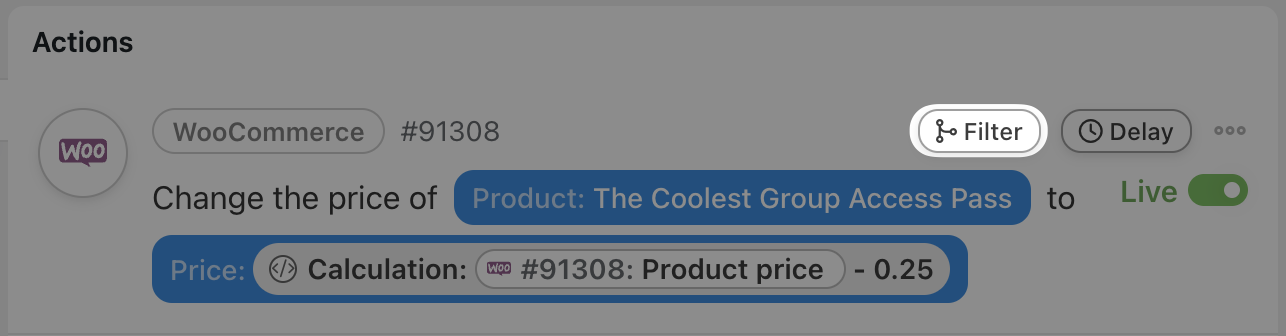 Automator WooCommerce Action Filter