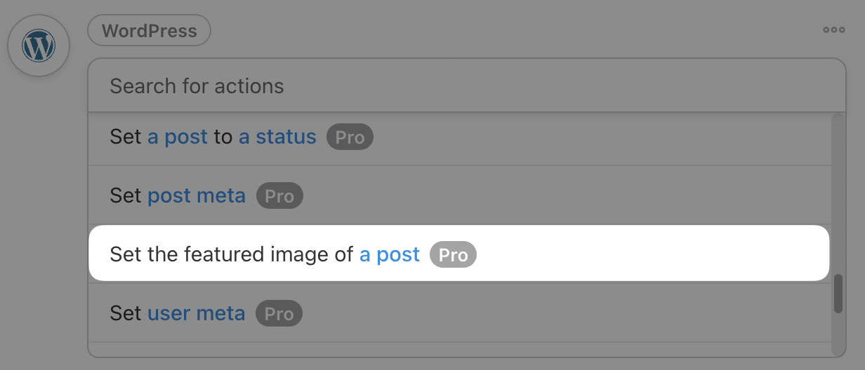 Automator WordPress Action Set the featured image of a post