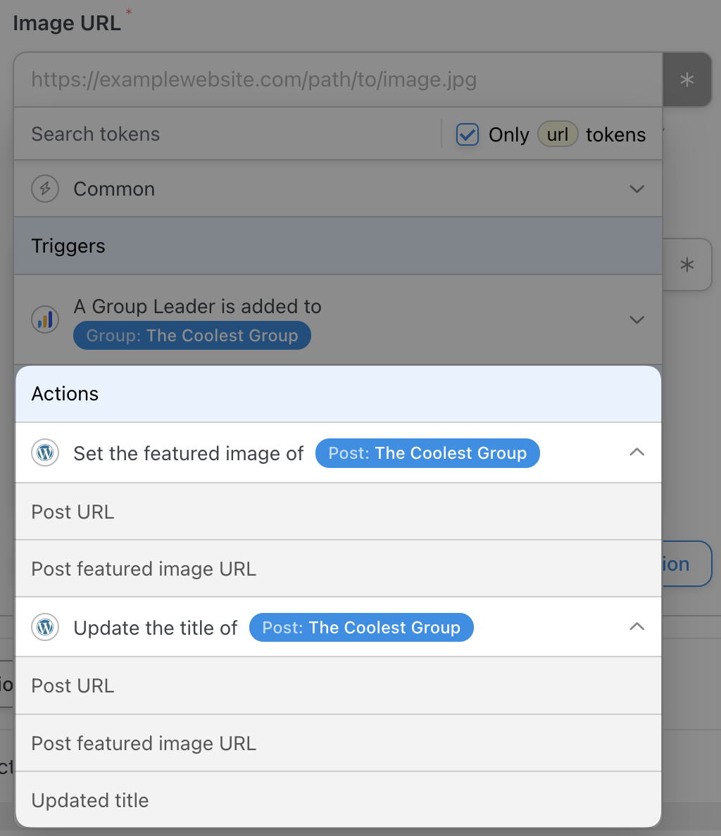 Automator WordPress Actions Tokens