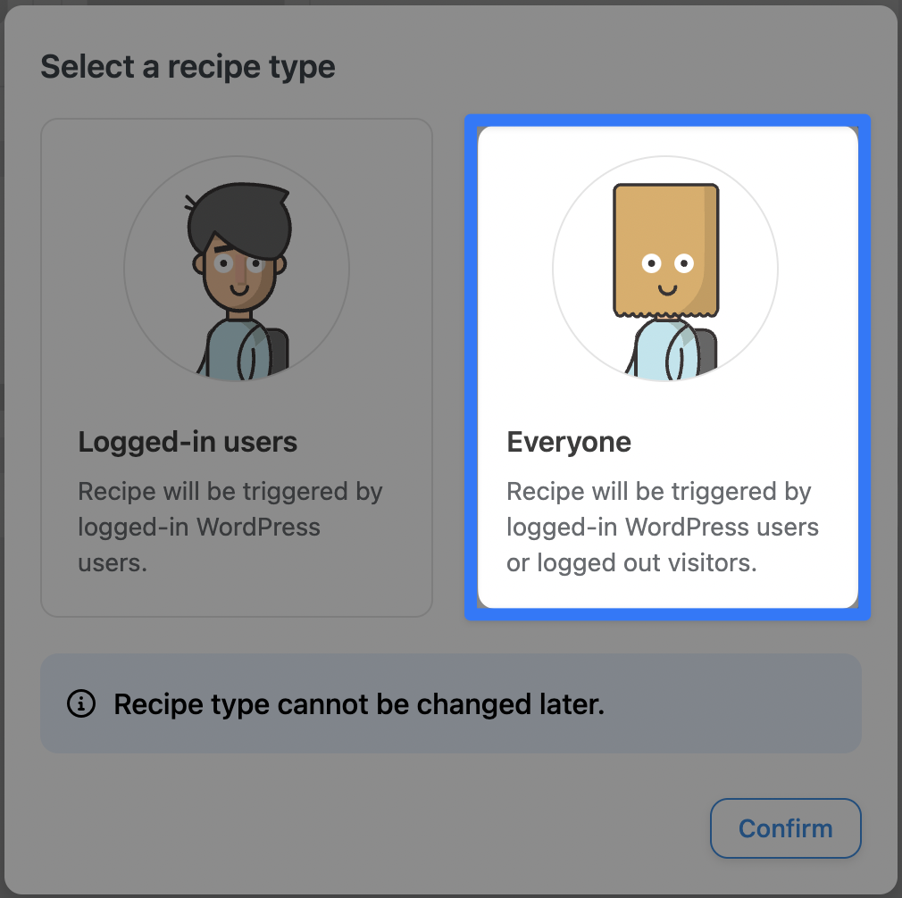 Automator Recipe Type Selector Everyone