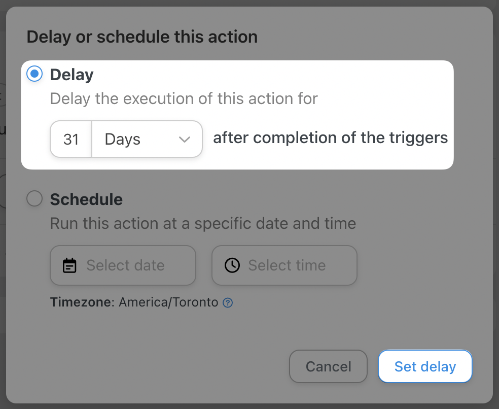 Automator MailPoet Action Add the user to a list Delay Editor