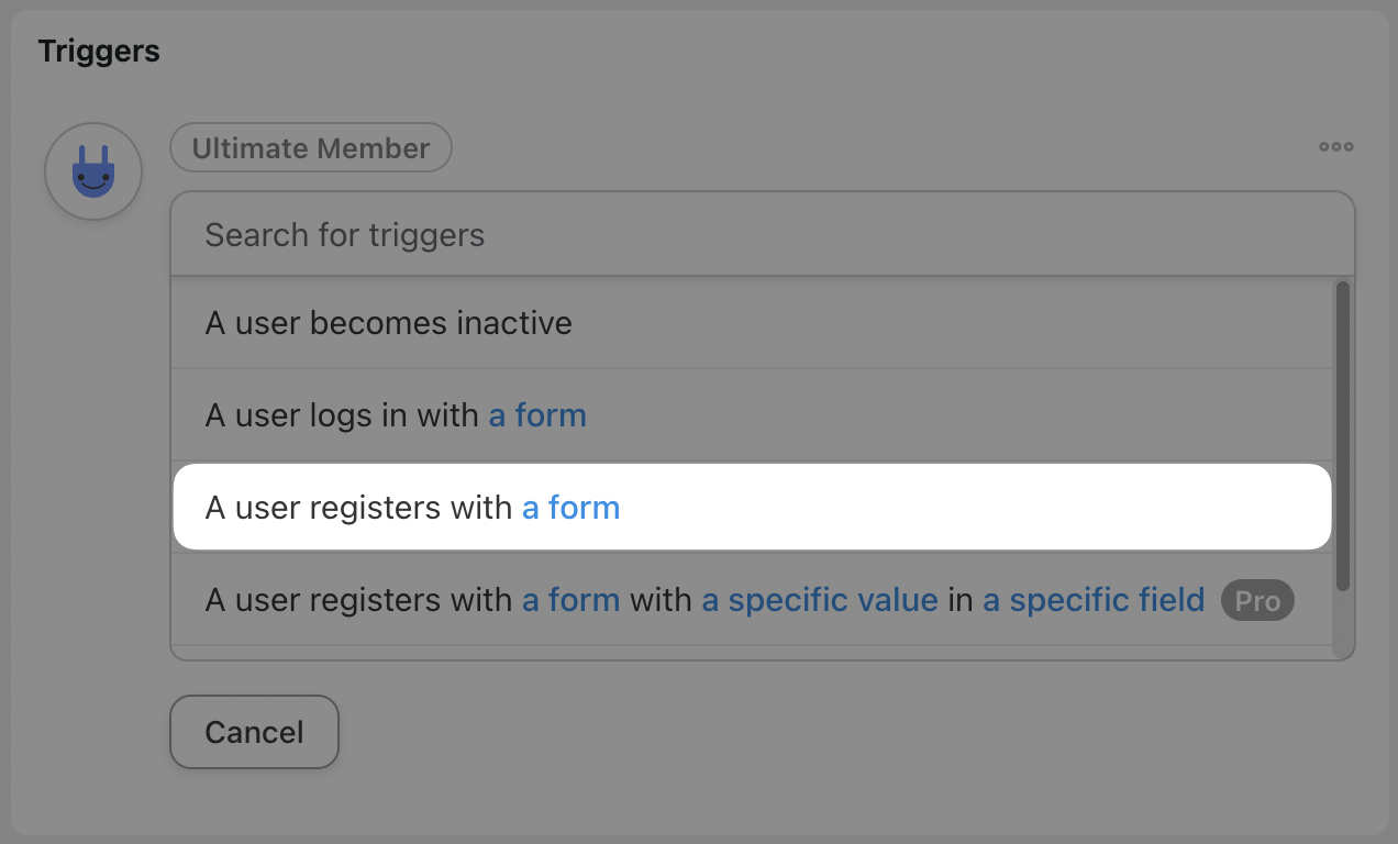 Automator Ultimate Member Trigger A user registers with a form