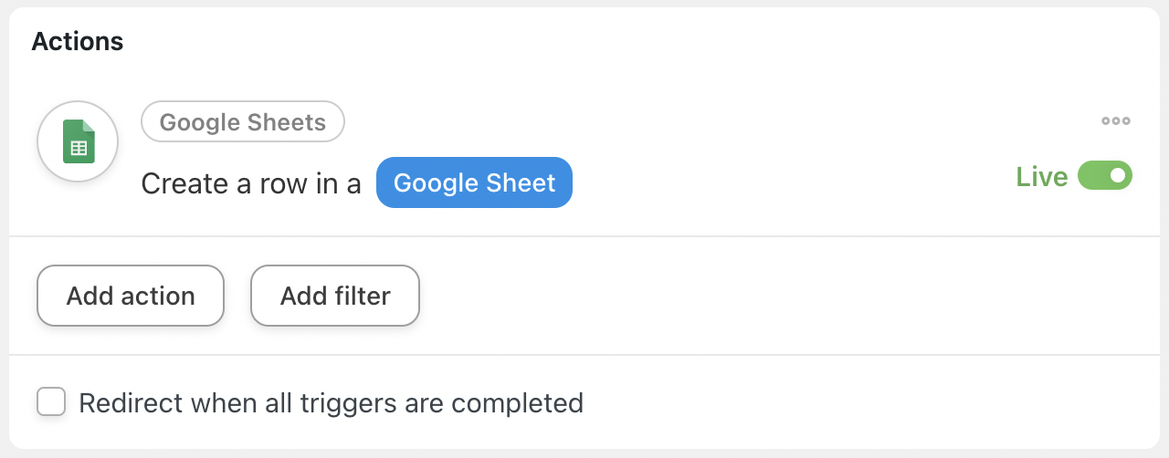 Automator Google Sheets Action Create a row in a Google Sheet Live