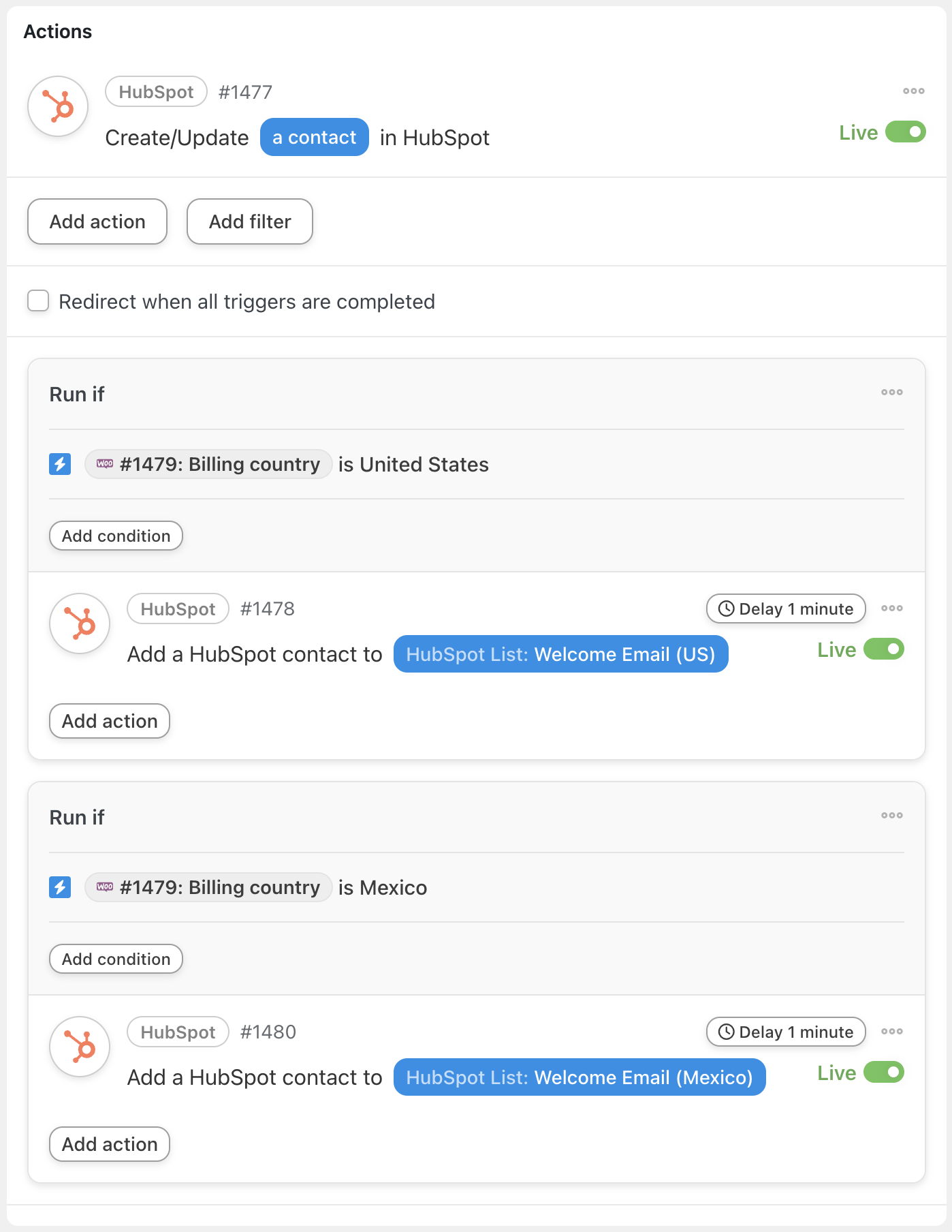 How to Automate Your Customer Onboarding Process 23 — HubSpot Actions Panel Filter and Delay by Country