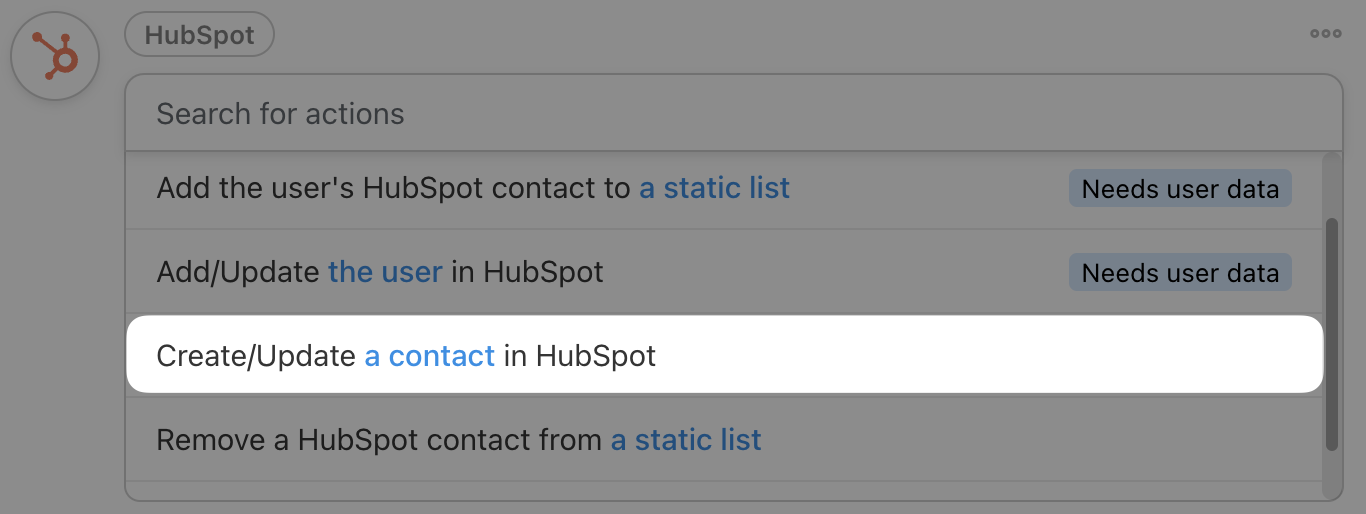 How to Automate Your Customer Onboarding Process 6 — Hubspot Action Create:Update a contact in HubSpot