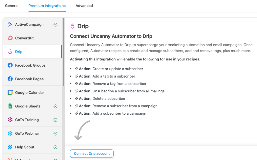 Connect WordPress to Drip