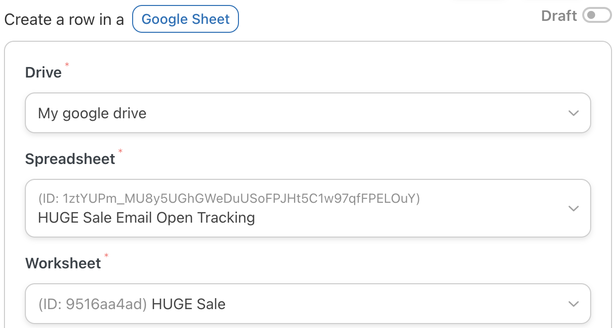 Automator Google Sheets Action Worksheet Selector