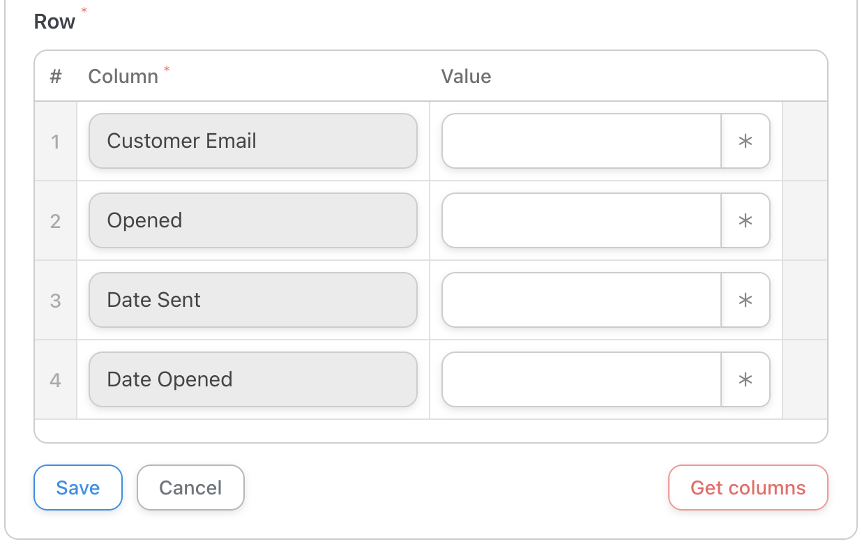 Automator Google Sheets Action Get Columns