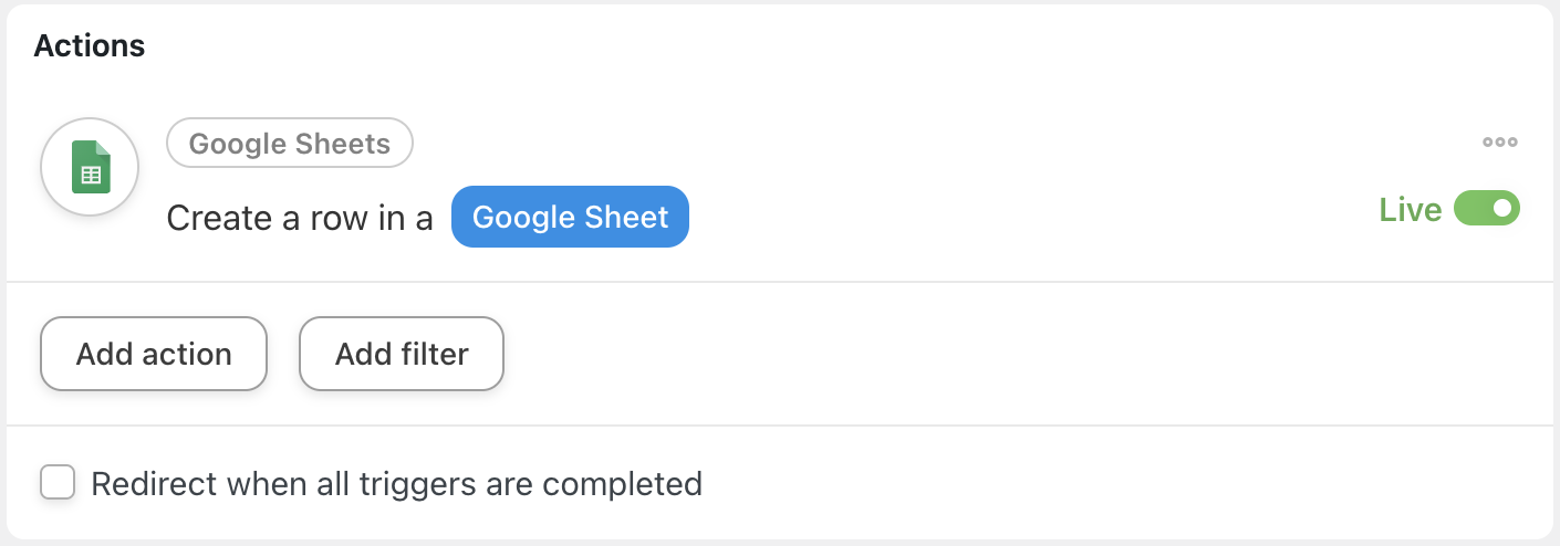 Automator Google Sheets Create a row in a Google Sheet Action Live