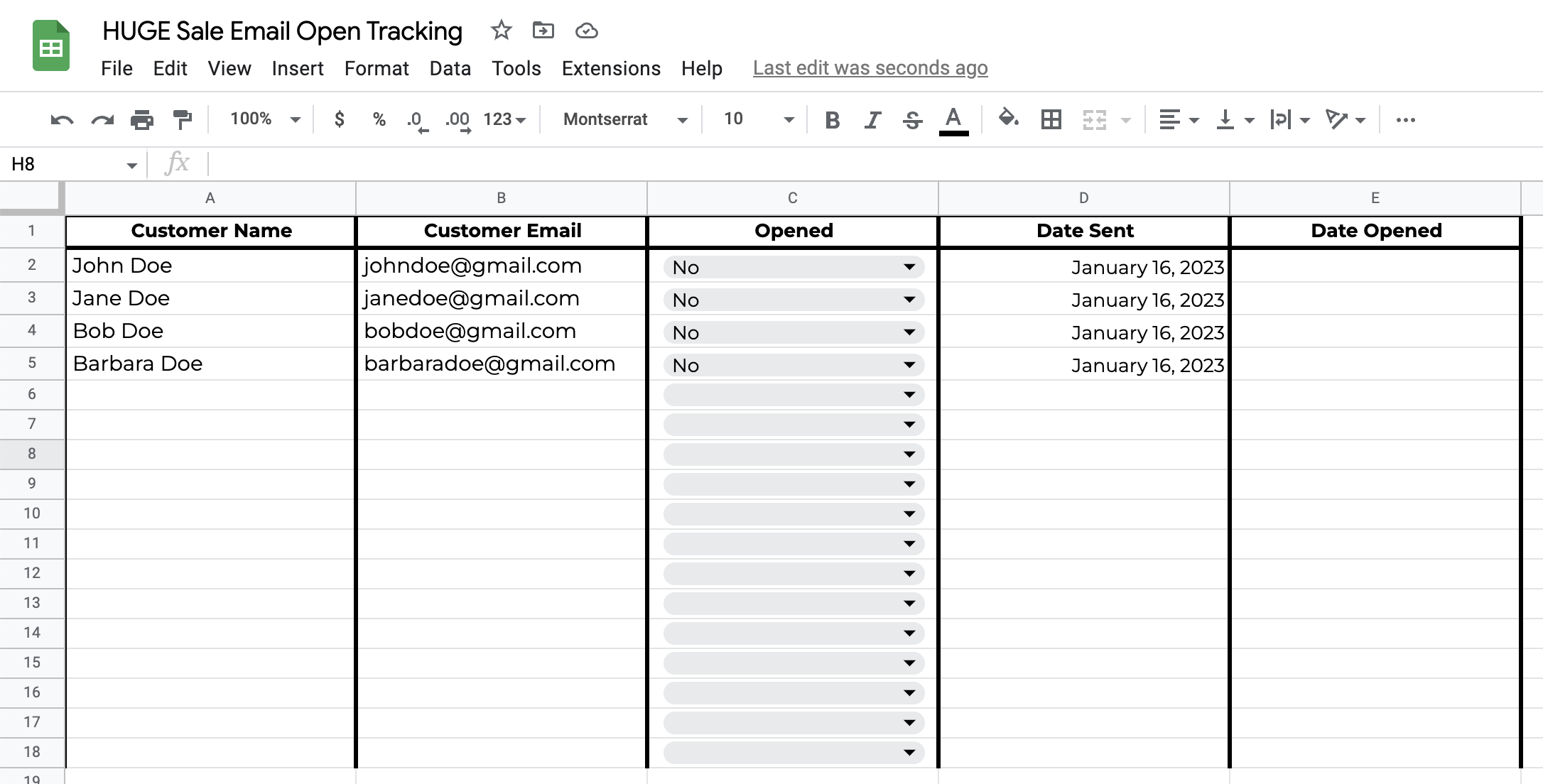 Google Sheets Create Email Open Tracking Sheet