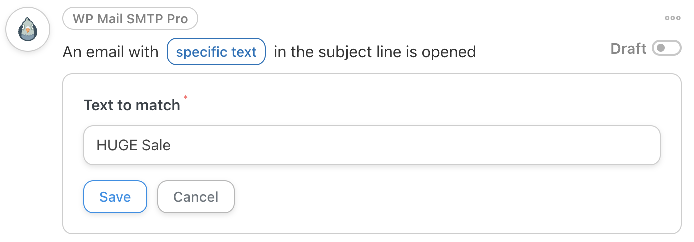 WP Mail SMTP Trigger Text to match