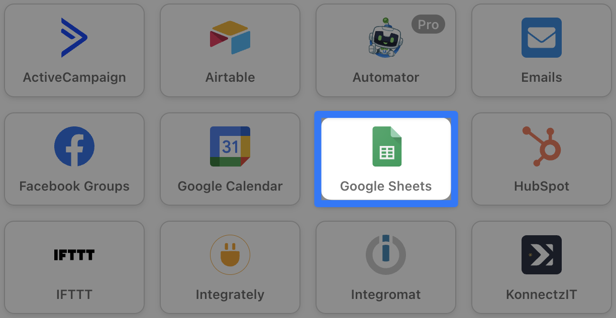 Automator Google Sheets Action Integration
