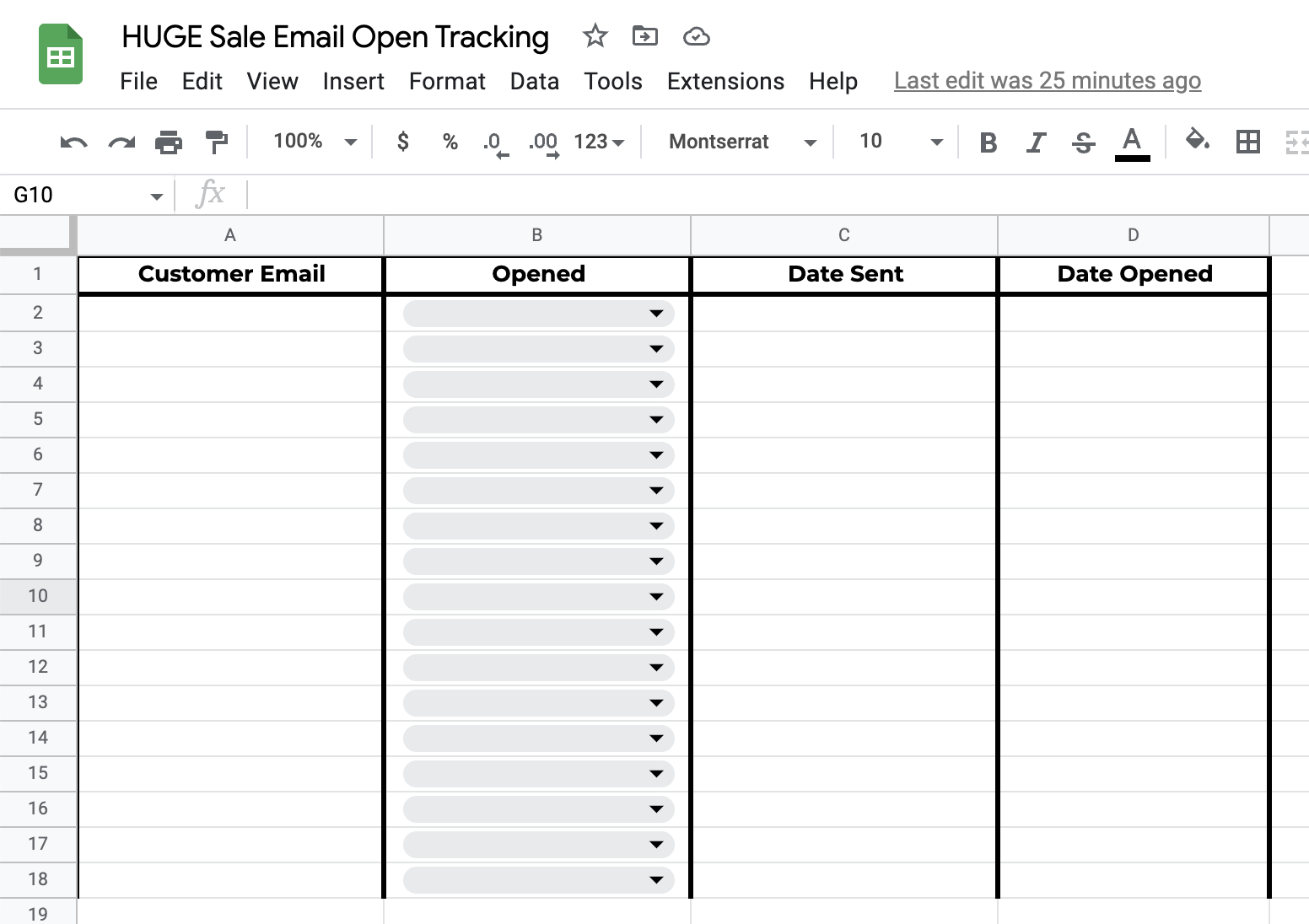 Google Sheets Email Open Tracking