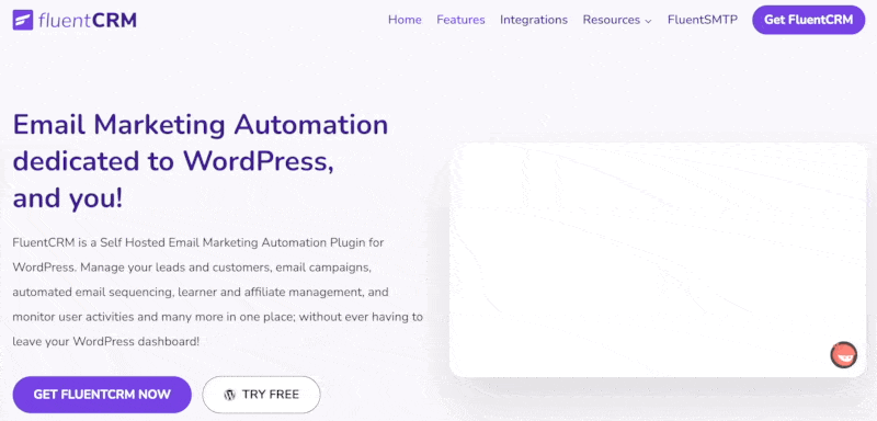 The Best WordPress CRM Platforms for Any Business — FluentCRM Homepage