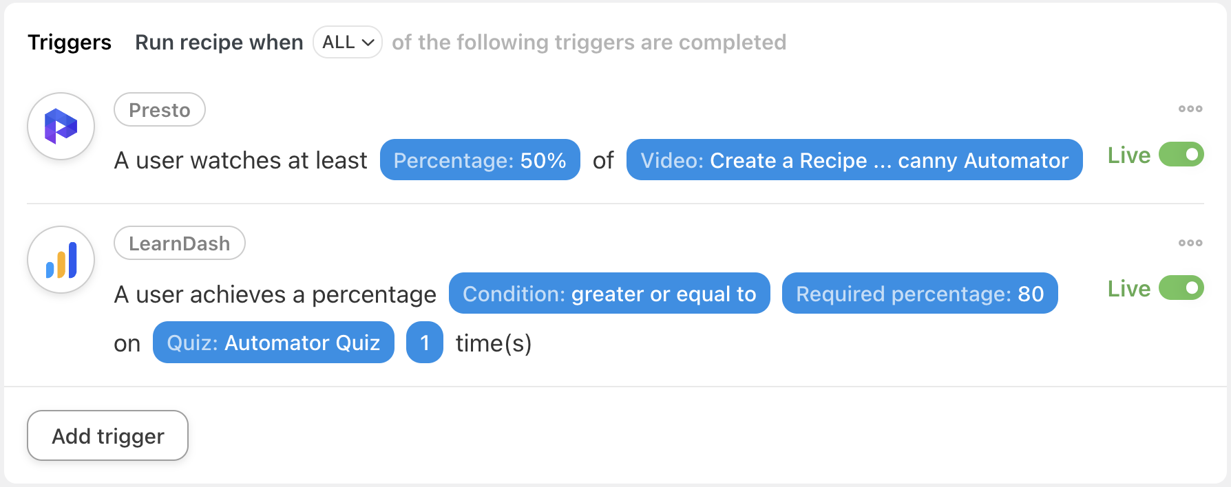 5 Ways to Automate Presto Player Automator LearnDash Presto Players Triggers Live