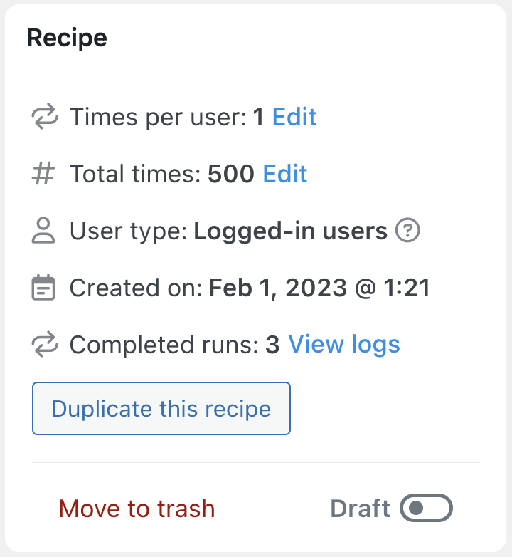 Uncanny Automator Recipe Box Times per user and Total Times