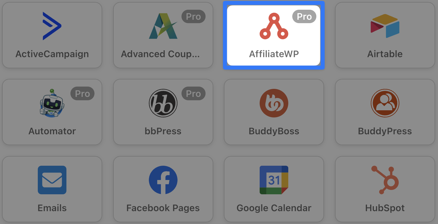 Uncanny Automator Action Integrations Affiliate WP