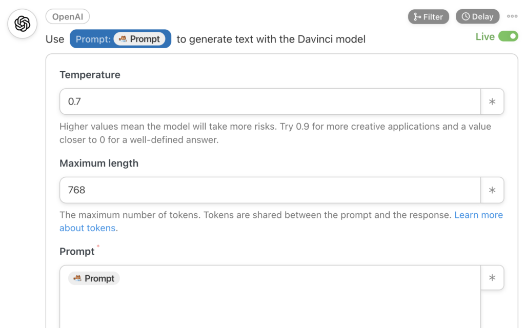 OpenAI Davinci for WordPress