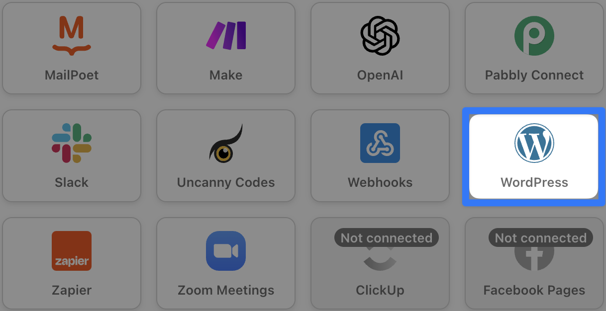 Automator WordPress Integration