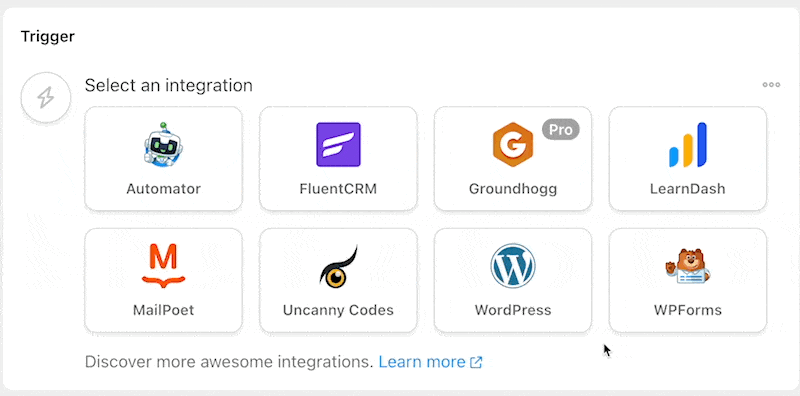 Automator WPForms Trigger A user submits a form