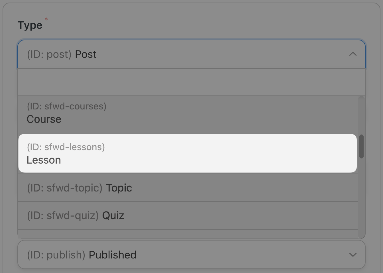 Automator WordPress Action Create a post Type Lesson
