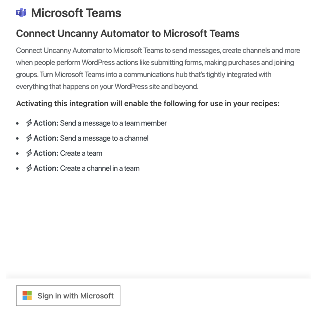 Connect Uncanny Automator to Microsoft Teams