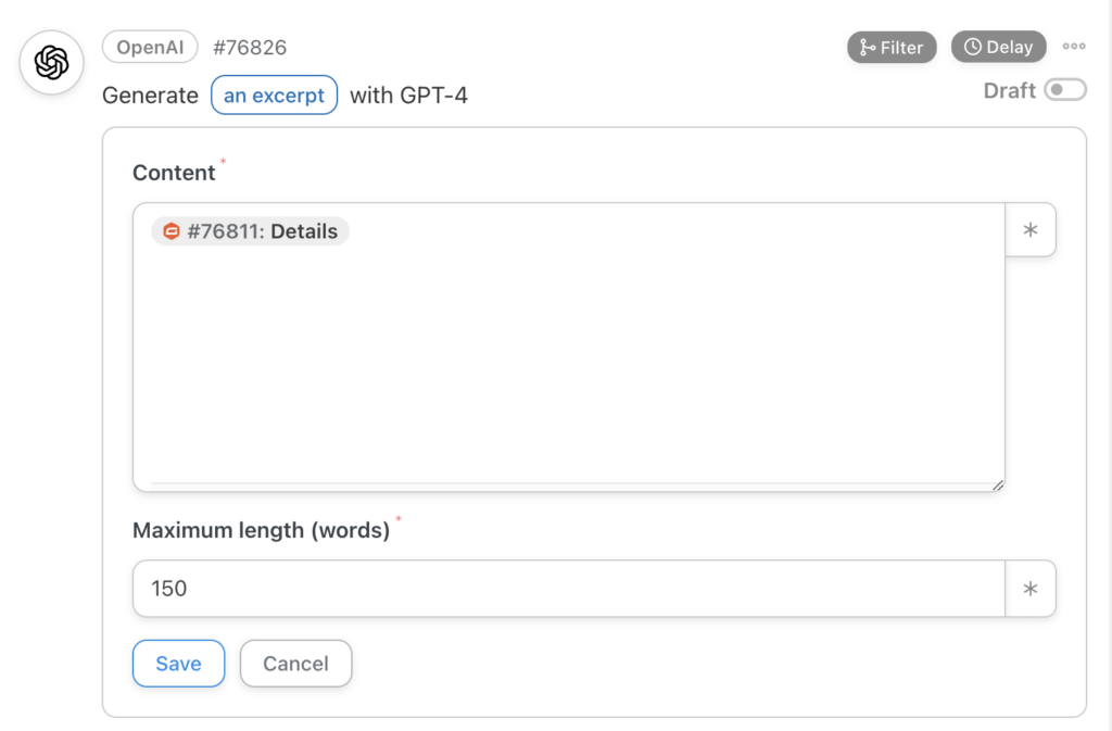 Generate an excerpt with GPT-4