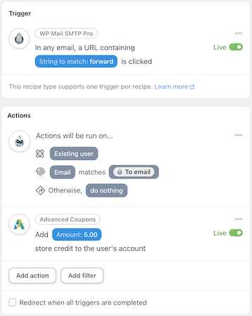 automator wp mail smtp pro advanced coupons recipe