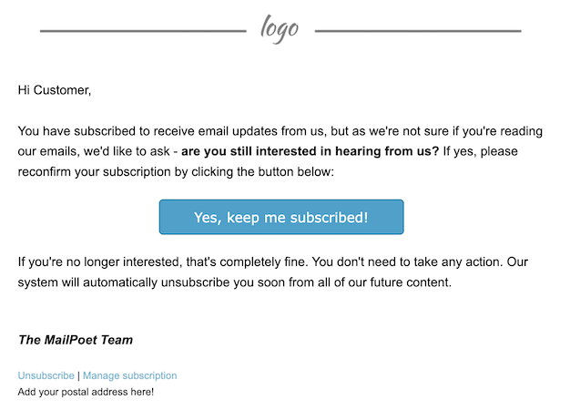 mailpoet re-engagement email template
