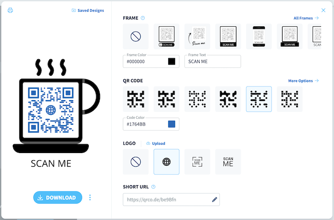 qr code generator design window