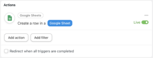 google sheets action create a row in a google sheet live