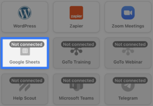 google sheets integration not connected